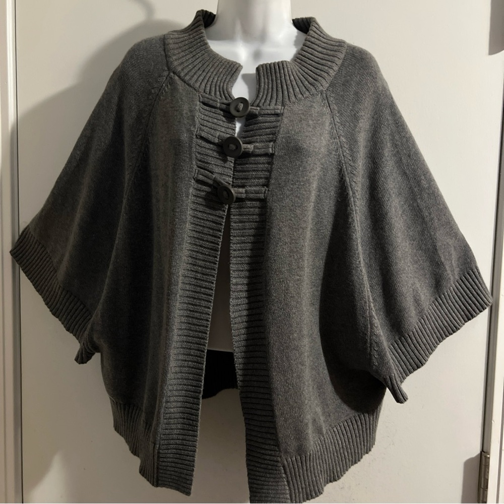 Cato Charcoal Button-Up Poncho